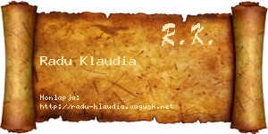 Radu Klaudia névjegykártya